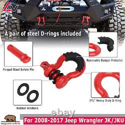 2007-18 For Jeep Wrangler JK Front Bumper Steel Bull Bar LED Winch Plate D-Ring