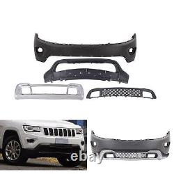 4 Pcs Complete Set Bumper Upper Lower Grille Fits 2014- 2016 Jeep Grand Cherokee