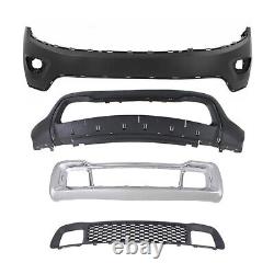 4 Pcs Complete Set Bumper Upper Lower Grille Fits 2014- 2016 Jeep Grand Cherokee