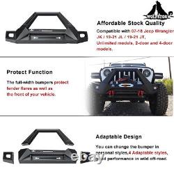 4in1 Adaptable Front Bumper for 2007-2018 Wrangler Jeep JK/JKU WithLED Light Steel