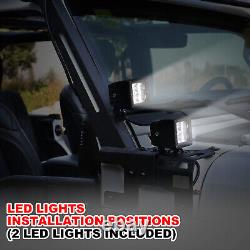 52 LED Light Bar Mount Bracket + 2 x 4 LED lights For Jeep Wrangler JL 18-22