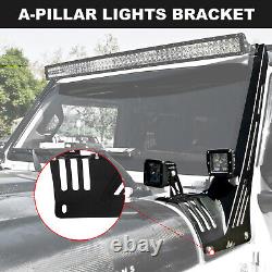 A-Pillar 50 LED Light Bar Mount Bracket for 18-23 Jeep Wrangler JL Gladiator JT