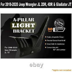 A-Pillar 50 LED Light Bar Mount Bracket for 18-23 Jeep Wrangler JL Gladiator JT