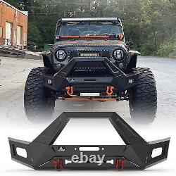 Adaptable Steel Front Bumper for 2007-2018 Wrangler Jeep JK JKU With LED Lights