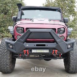 Adaptable Steel Front Bumper for 2007-2018 Wrangler Jeep JK JKU With LED Lights