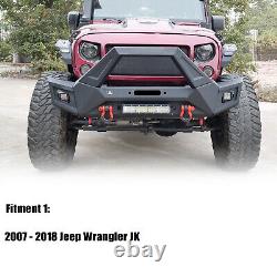 Adaptable Steel Front Bumper for 2007-2018 Wrangler Jeep JK JKU With LED Lights