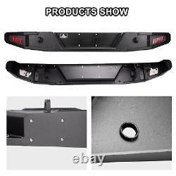 Black For 2018-2024 Jeep Wrangler JL Rear Bumper Steel Unlimited with LED Lights