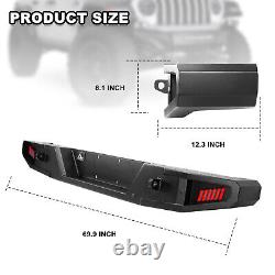 Black For 2018-2024 Jeep Wrangler JL Rear Bumper Steel Unlimited with LED Lights