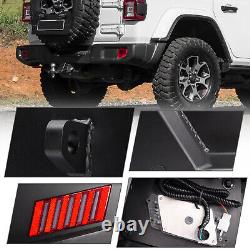 Black For 2018-2024 Jeep Wrangler JL Rear Bumper Steel Unlimited with LED Lights