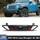 Black Front Bumper For 2007-2018 Jeep Wrangler Jk Jku With2d-rings + 2led Lights