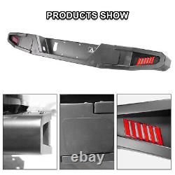 Black Rear Bumper For 2019 2020 2021-2024 Jeep Gladiator JT Steel with LED Lights