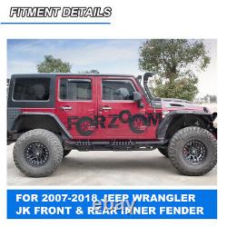 Black Steel Fender Flares/Inner Fender Liners For 2007-2018 Jeep Wrangler JK JKU