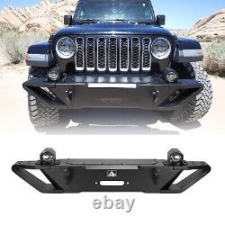 Black Steel Front /Rear Bumper For 2019-2024 Jeep Gladiator JT withLED Lights Part