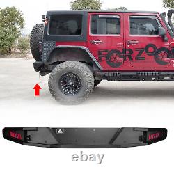 Black Steel Rear Bumper withLED Lights Textured For 2007-2018 Jeep Wrangler JK JKU