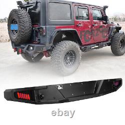 Black Steel Rear Bumper withLED Lights Textured For 2007-2018 Jeep Wrangler JK JKU