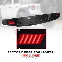 Black Steel Rear Bumper withLED Lights Textured For 2007-2018 Jeep Wrangler JK JKU