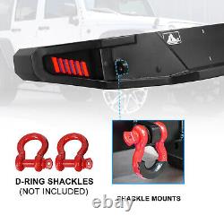 Black Steel Rear Bumper withLED Lights Textured For 2007-2018 Jeep Wrangler JK JKU