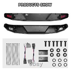 Black Steel Rear Bumper withLED Lights Textured For 2007-2018 Jeep Wrangler JK JKU