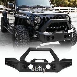 Black Textured Front Bumper with2D-Rings For 2007-2018 Jeep Wrangler JK JKU Steel