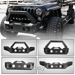 Black Textured Front Bumper with2D-Rings For 2007-2018 Jeep Wrangler JK JKU Steel