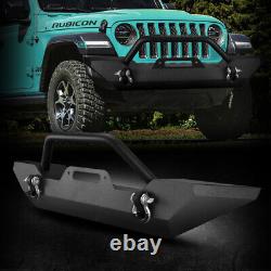 For 18-20 Jeep Wrangler JL Rock Crawler Front Bumper Winch Plate D-Ring Black