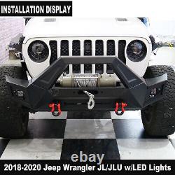 For 18-23 Jeep Wrangler JL JLU Gladiator JT Front Bumper LED Lights Winch D-ring