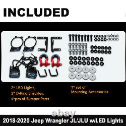 For 18-23 Jeep Wrangler JL JLU Gladiator JT Front Bumper LED Lights Winch D-ring