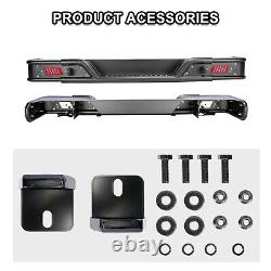 For 18-23 Jeep Wrangler JL JLU Rear Bumper withLED Brake Light Powder Coated Steel