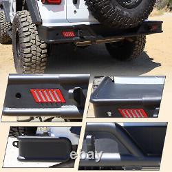 For 18-23 Jeep Wrangler JL JLU Rear Bumper withLED Brake Light Powder Coated Steel