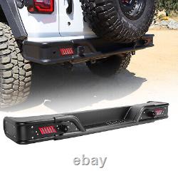 For 18-23 Jeep Wrangler JL JLU Rear Bumper withLED Brake Light Powder Coated Steel