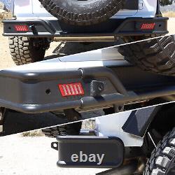 For 18-23 Jeep Wrangler JL JLU Rear Bumper withLED Brake Light Powder Coated Steel