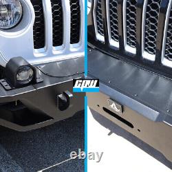 For 19-23 Jeep Gladiator JT Wrangler JL JLU Steel Front Bumper LED DRL Fog Light