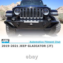 For 19-23 Jeep Gladiator JT Wrangler JL JLU Steel Front Bumper LED DRL Fog Light