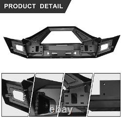 For 2007-2018 Jeep Wrangler JK JKU Front Bumper with LED Lights Winch Plate Steel