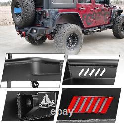 For 2007-2018 Jeep Wrangler JK JKU Rear Bumper with Led lights Powder Coated Steel