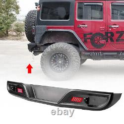 For 2007-2018 Jeep Wrangler JK JKU Rear Bumper with Led lights Powder Coated Steel