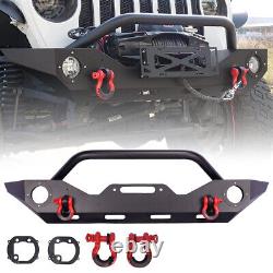 For 2007-2018 Wrangler JK/JKU Front Bumper withWinch Plate & 2D-Ring Shackles