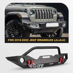 For 2007-2018 Wrangler JK/JKU Front Bumper withWinch Plate & 2D-Ring Shackles