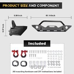 For 2007-2018 Wrangler JK/JKU Front Bumper withWinch Plate & 2D-Ring Shackles