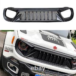 For 2015 2016-2022 Jeep Renegade ABS Black Front Bumper Center Hood Grill Mesh