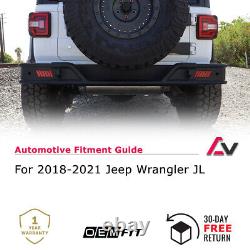 For 2018 2019 2020 21 23 Jeep Wrangler JL JLU Rear Bumper Full Width Round Tube