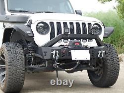 For 2018-2022 Jeep Wrangler JL JK JT Front Bumper Steel & 2 D-Rings with LED Light