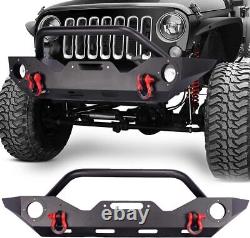 For 2018-2023 Jeep Wrangler/ 07-18 Wrangler JK Front Bumper +2D-Ring Shackles