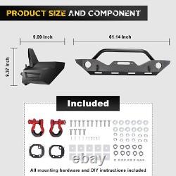 For 2018-2023 Jeep Wrangler/ 07-18 Wrangler JK Front Bumper +2D-Ring Shackles