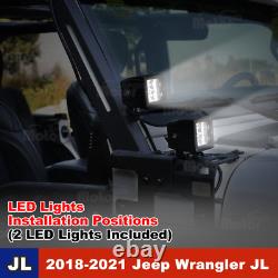 For 2018-2023 Jeep Wrangler JL A-Pillar LED Lights Bar Mount Brackets 52 Pair