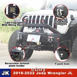 For 2018-2023 Jeep Wrangler JL JLU JT Front Bumper withD-Ring Shackles Steel Black