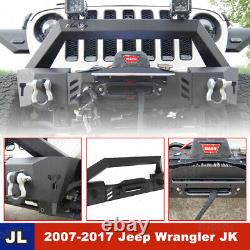 For 2018-2023 Jeep Wrangler JL JLU JT Front Bumper withD-Ring Shackles Steel Black