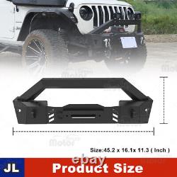 For 2018-2023 Jeep Wrangler JL JLU JT Front Bumper withD-Ring Shackles Steel Black