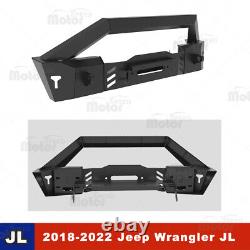 For 2018-2023 Jeep Wrangler JL JLU JT Front Bumper withD-Ring Shackles Steel Black