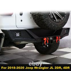 For 2018-2023 Jeep Wrangler JL JLU Rear Bumper Steel with LED Light & D-Rings